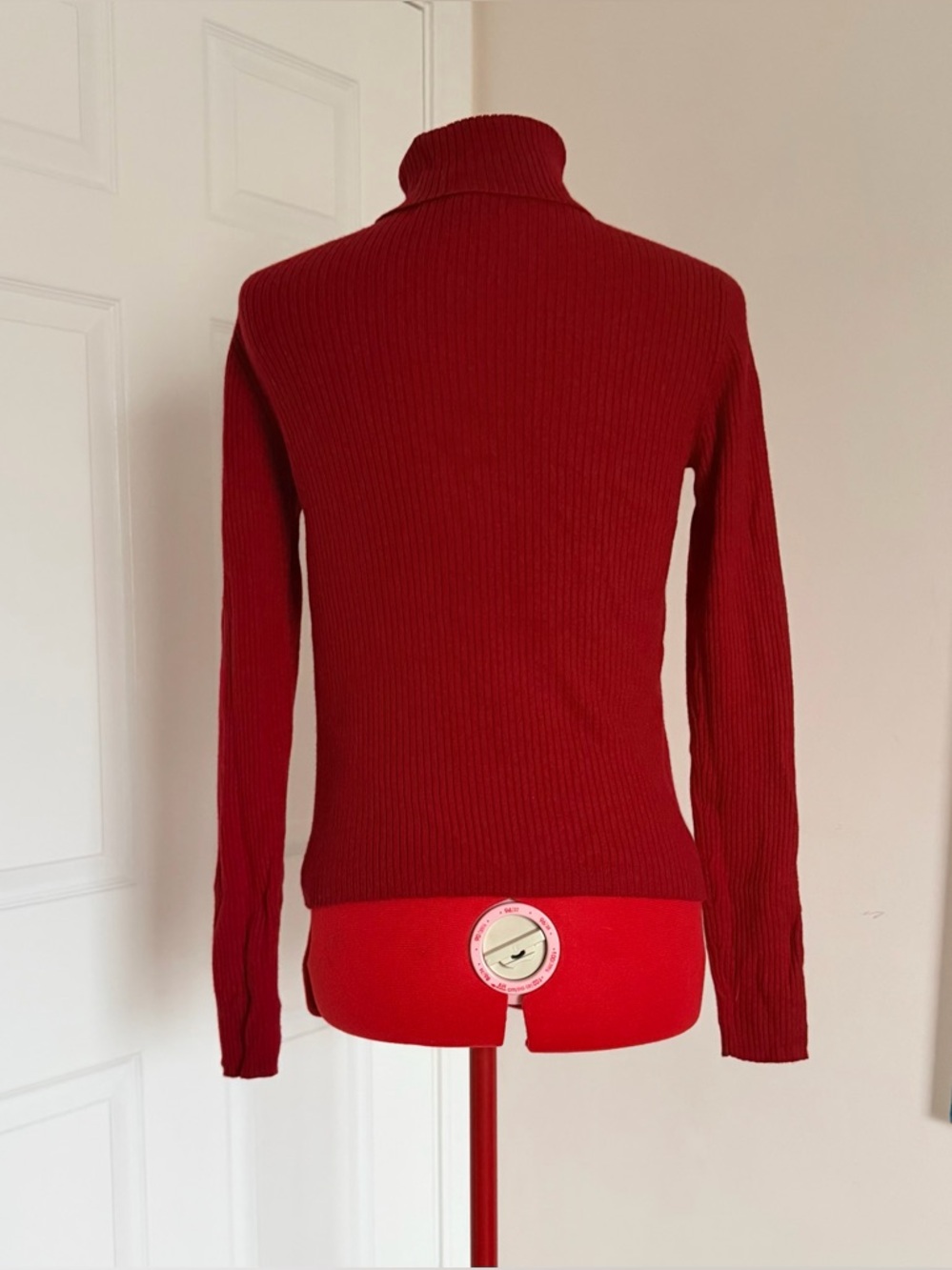 Vintage Y2K 90s GAP Merino Wool Ribbed Turtleneck Sweater Red made in UK S–M - Picture 2 of 6